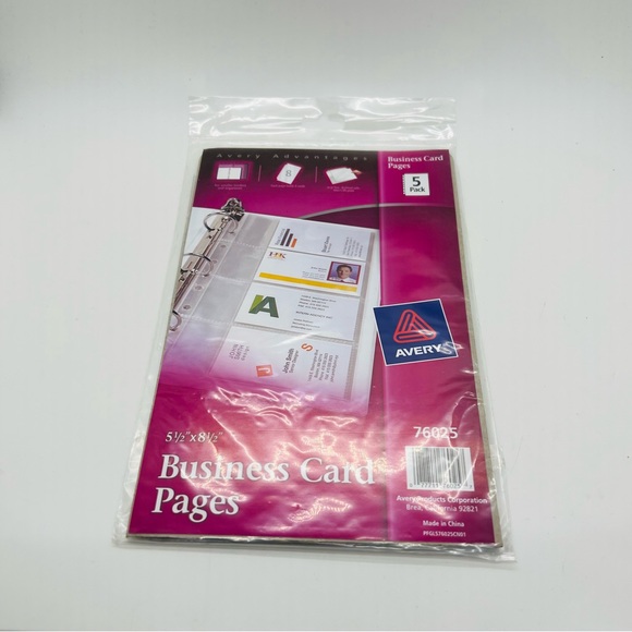 NWT Avery Business Card Binder Pages, 2 x 3 1/2, 8 Cards/Sheet, 5 Pages/Pack - Picture 3 of 6